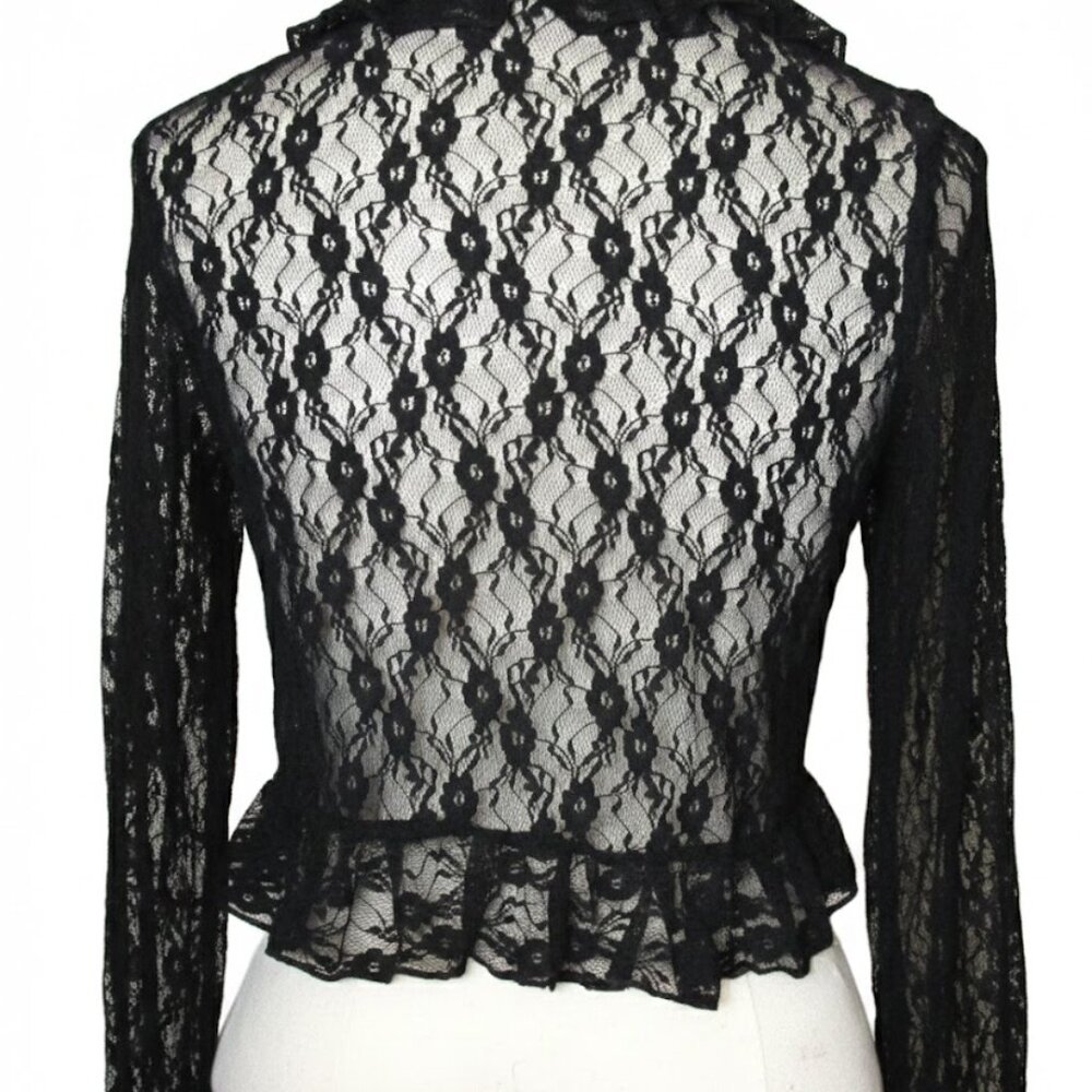 Thirty/Thirty Black Lace Bolero Shrug Flare Sleeve Whimsigoth Fairy Grunge Large - Picture 3 of 7